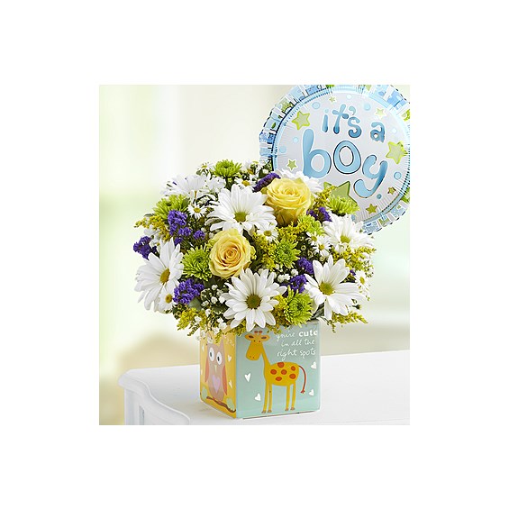 Playtime-for-Baby-Boy-Bouquet-with-a-balloon-in-a-Play-Box-container