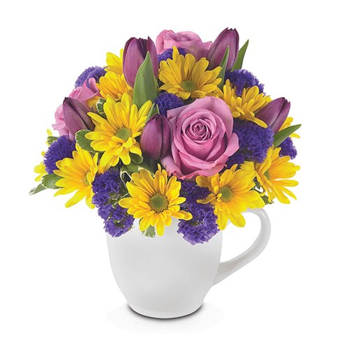 "Upsy-daisy!" flowers in a mug (BF36-11K)