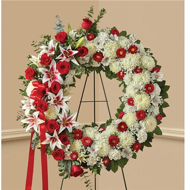 1-800-Flowers® Red Rose And Lily Standing Wreath