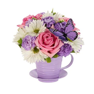 Fresh As Lavender Tea Cup Bouquet