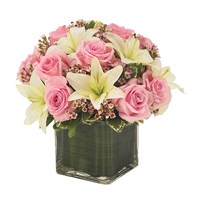 Pink Rose & Lily Cube Flower Bouquet (BF130-11)