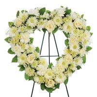 Heart standing spray of all-white flowers (BF325-11KL)